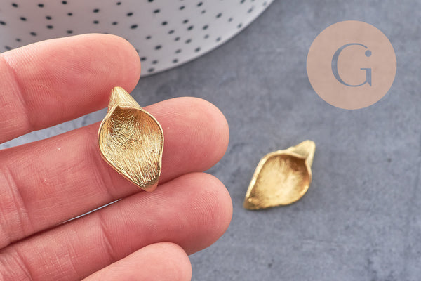 Pendentif feuille laiton brut,breloque laiton brut, pendentif feuille, bijoux,pendentif laiton brut, 25mm, x2 (G3085)