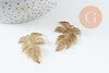 Pendentif feuille laiton,breloque laiton brut, bijou laiton,feuille monstera, bijoux,pendentif laiton brut,31mm, x2 (G0428)