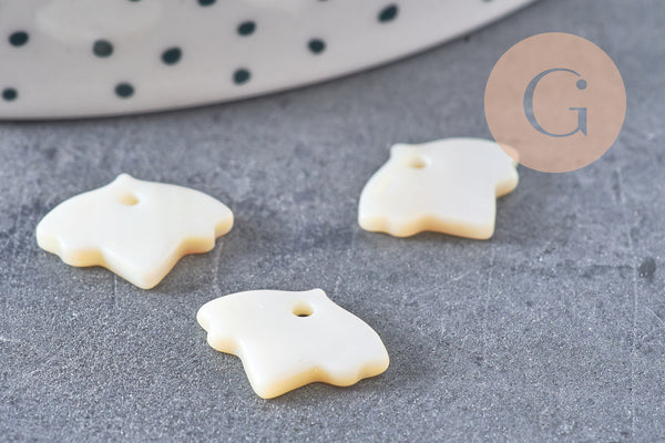 Pendentif feuille nacre blanche naturelle, perle fleur,nacre naturelle,coquillage blanc,création bijoux,14mm,X10 (G0910)