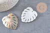 Pendentif feuille nacre naturelle monstera 47-48mm, x1 (G2624)