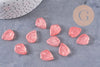 Pendentif feuille pétale verre rose corail 19mm, perles verre tchèque, perle végétale style art déco, x10 (G4191)