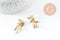 Pendentif feuilles laiton,breloque laiton brut, bijou laiton,feuille dorée pour création bijoux,pendentif laiton brut,27mm, x2 G4559