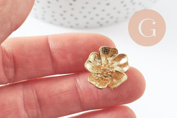 Pendentif fleur, Pendentif laiton brut, bijou laiton,fleur laiton bijoux,pendentif laiton brut,20mm, x2 (G4555)
