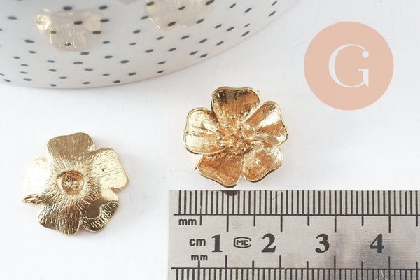 Pendentif fleur, Pendentif laiton brut, bijou laiton,fleur laiton bijoux,pendentif laiton brut,20mm, x2 (G4555)