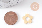 Pendentif fleur acier 304 inoxydable doré PVD percée 16mm, x1 (G10334)