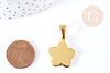 Pendentif fleur acier 304 inoxydable doré à graver 23mm, x1 (G8719)