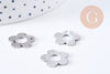 Pendentif fleur acier 304 inoxydable platine percé 16mm, x1 (G10640)