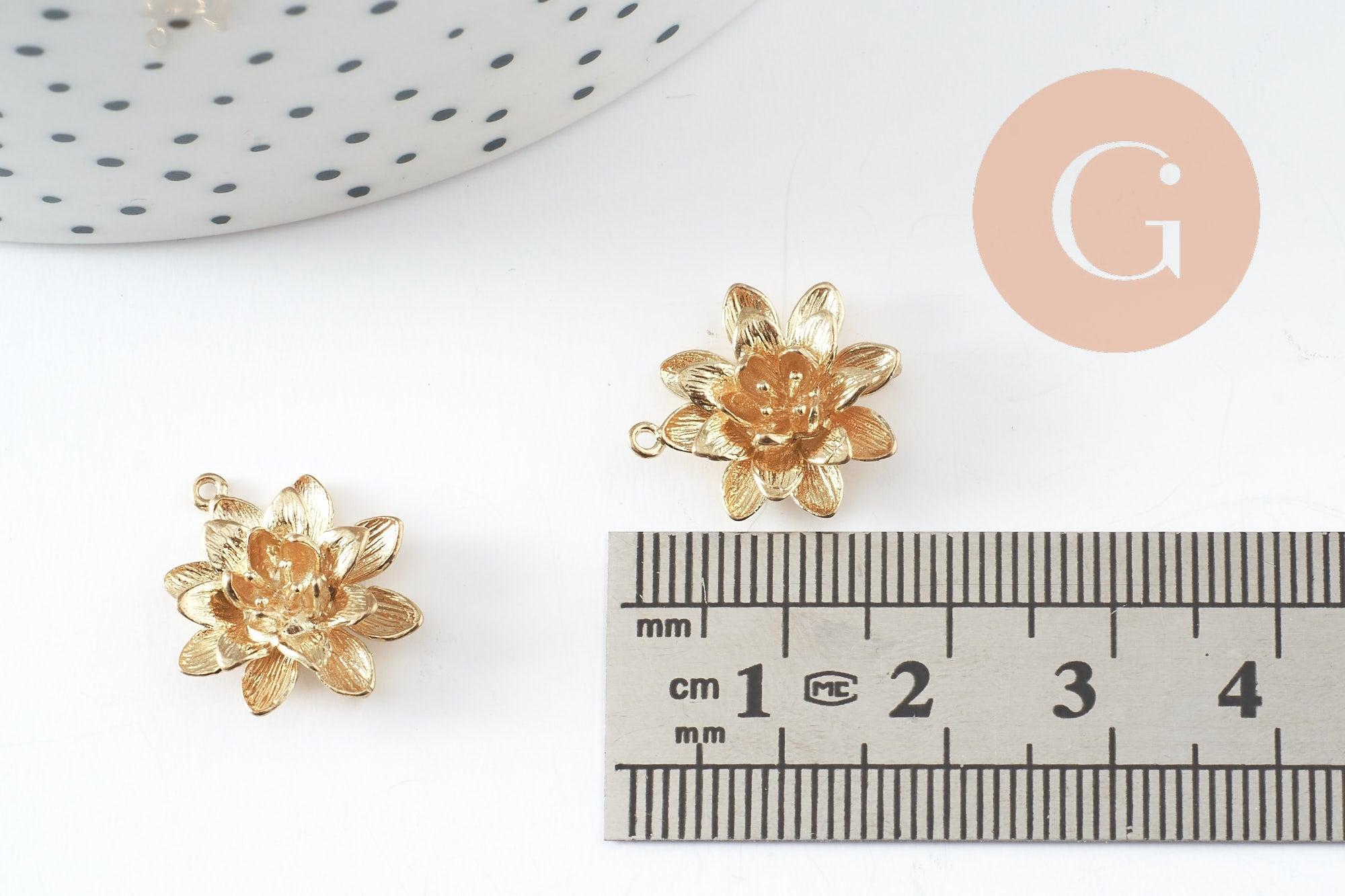 Pendentif fleur dalhia laiton brut 18.5mm, x2 (G0440)
