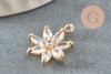 Pendentif fleur doré 24 carats zircon blanc 15mm, x1 (G4033)
