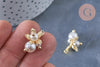Pendentif fleur imitation perle blanc crème laiton doré 21mm,pendentif plastique,création bijoux plastique x1 G6963