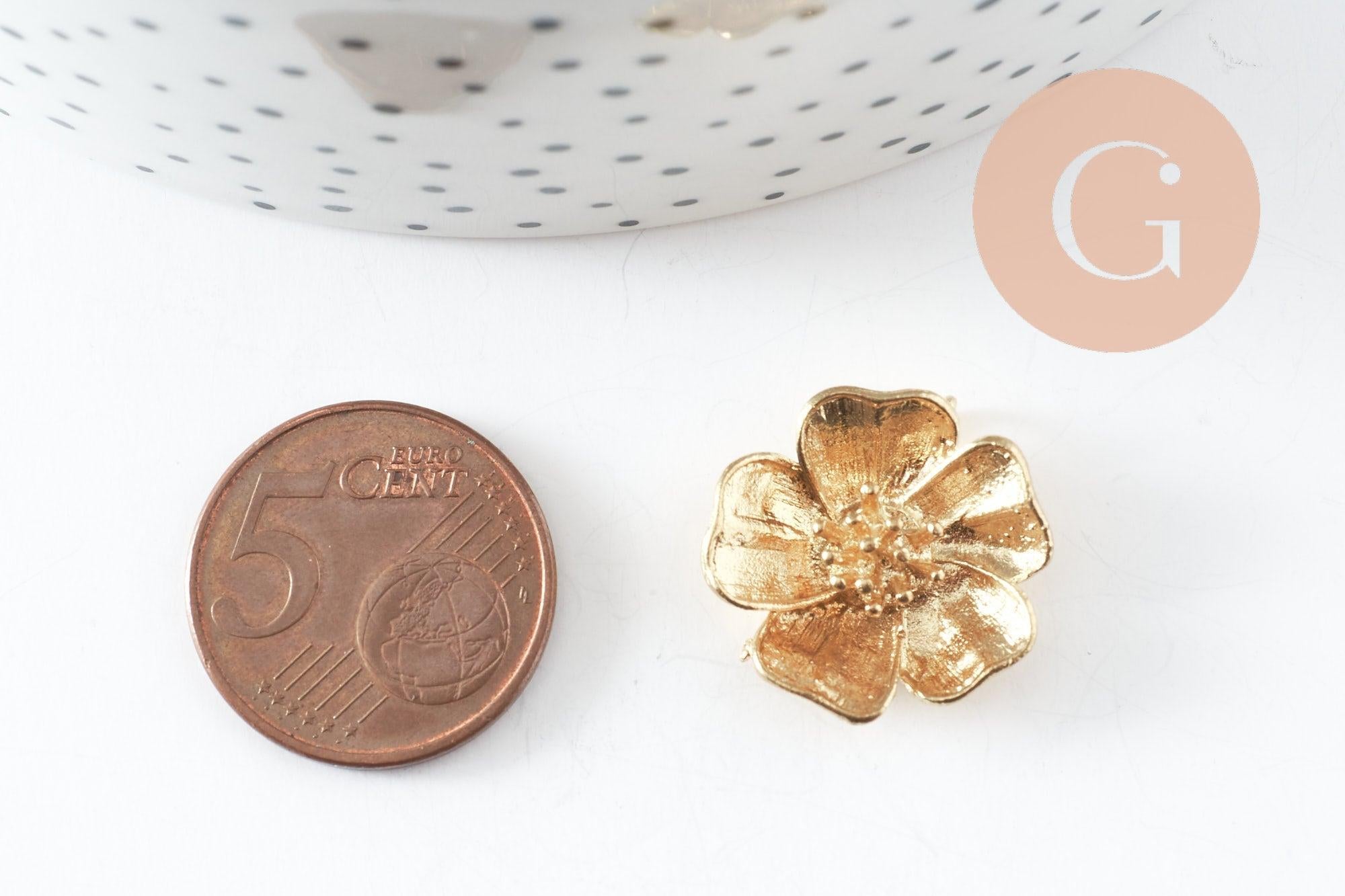 Pendentif fleur laiton brut 20mm, x2 (G4555)