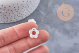 Pendentif fleur nacre blanche naturelle 13.5mm, x2 (G10087)