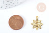 Pendentif fleur rose acier 304 inoxydable doré 23mm, x1 (G8731)