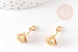 Pendentif fleur rose doré 18K, Pendentif bijou laiton,fleur laiton bijoux, x1,21mm, x1 G5307