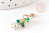 Pendentif fleur rose émail blanc, Pendentif zamac doré, bijou laiton,fleur création bijoux,pendentif zamac doré 28mm, x1 G3711