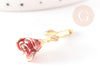 Pendentif fleur rose émail rouge, Pendentif laiton doré, bijou laiton,fleur laiton bijoux,pendentif fleur doré 27mm, x1 G3245