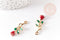 Pendentif fleur rose émail rouge, Pendentif zamac doré, bijou laiton,fleur création bijoux,pendentif zamac doré,28mm, x1 G3712