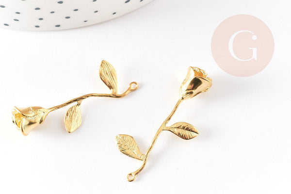 Pendentif fleur rose laiton brut, Pendentif laiton brut, bijou laiton,fleur laiton bijoux,39mm, x1 G8971