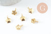 Pendentif fleur support pour cabochon rond 4mm acier 304 inoxydable doré IP, x2 (G10016)