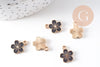 Pendentif fleur zamac doré émail noir 12mm, x5 (G6109)