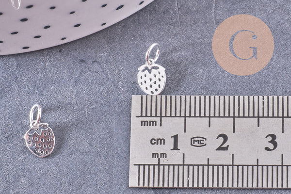 Pendentif fraise argent massif 925 8mm, x1 (G10702)