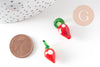 Pendentif fraise fruit rouge verre tchèque 19-21mm, x5 (G4235)