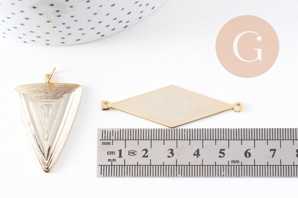 Pendentif géométrique texturé laiton doré 16K,pendentif doré pour création bijoux DIY, x1 (G8930)