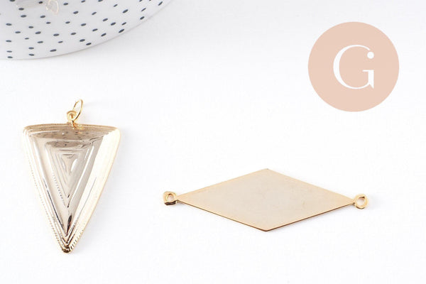 Pendentif géométrique texturé laiton doré 16K,pendentif doré pour création bijoux DIY, x1 (G8930)