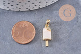 Pendentif glace zircon blanc laiton doré 18k 21mm, x1 (G10086)
