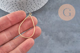34mm Gold Plated 304 Stainless Steel Open-back Teardrop Pendant, x1 (G11248)