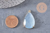 Pendentif goutte agate bleu clair support doré, pendentif pierre,agate naturelle, agate bleue,création bijoux, pierre naturelle, 32mm, x1 G3058