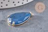 Pendentif goutte agate naturelle bleu support laiton doré 32mm, x1 (G2040)