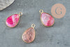 Pendentif goutte agate naturelle rose 23.5mm, x1 (G4510)