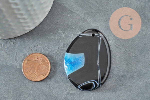 Pendentif goutte agate rayée bicolore,Pendentif bijoux,pendentif pierre,pierre naturelle,agate naturelle,création ,43-47mm, x1 G4377