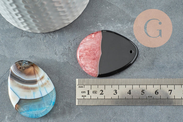 Pendentif goutte agate rayée bicolore,Pendentif bijoux,pendentif pierre,pierre naturelle,agate naturelle,création ,43-47mm, x1 G4377