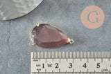 Pendentif goutte agate sienne support doré, pendentif pierre,agate naturelle,création bijoux, pierre naturelle, 32mm, x1 G4449