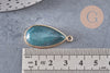 Pendentif goutte agate verte mousse naturelle 33mm, x1 (G1469)