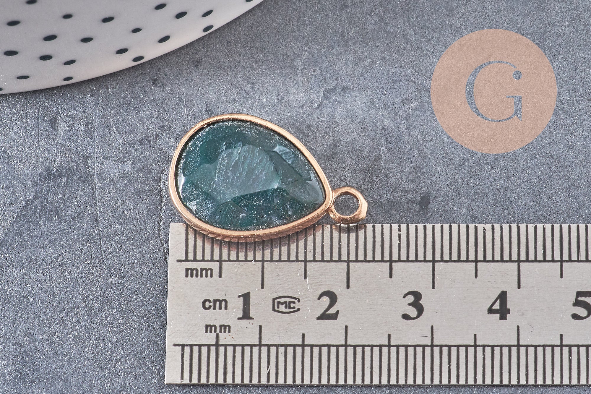Pendentif goutte agate verte naturelle 23mm, x1 (G0491)