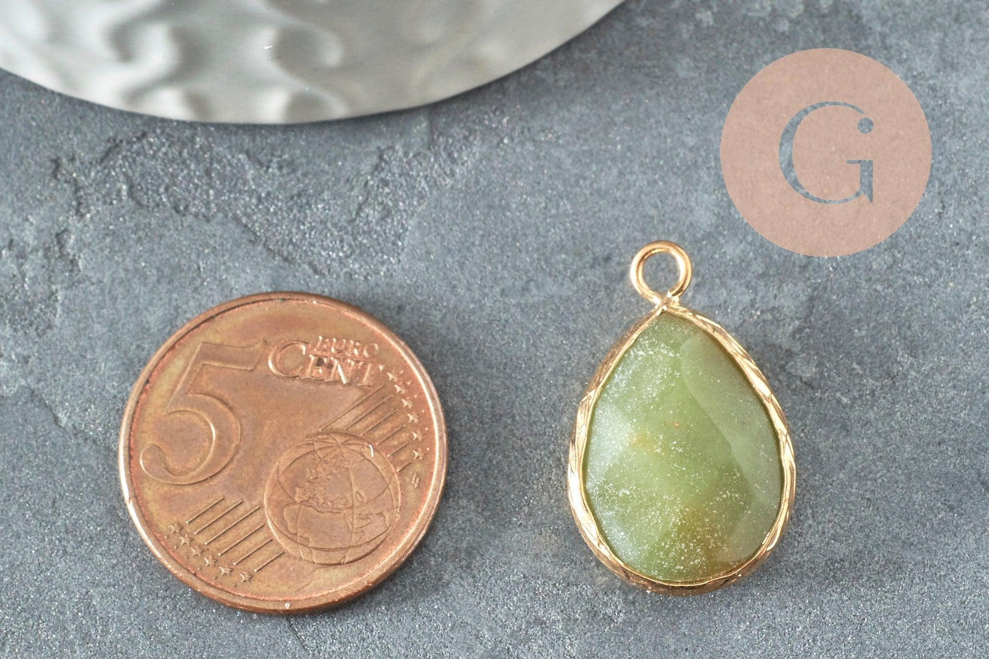 Pendentif goutte amazonite naturelle facetté doré 24mm, x1 (G4664)