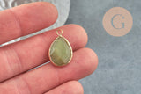 Pendentif goutte amazonite naturelle facetté doré 24mm, x1 (G4664)
