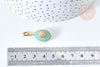Pendentif goutte amulette soleil aventurine naturelle acier inoxydable doré 29mm, pendentif pierre naturelle, x1 (G7627)