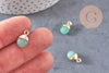 Pendentif goutte aventurine naturelle fer doré 14mm, x2 (G0152)