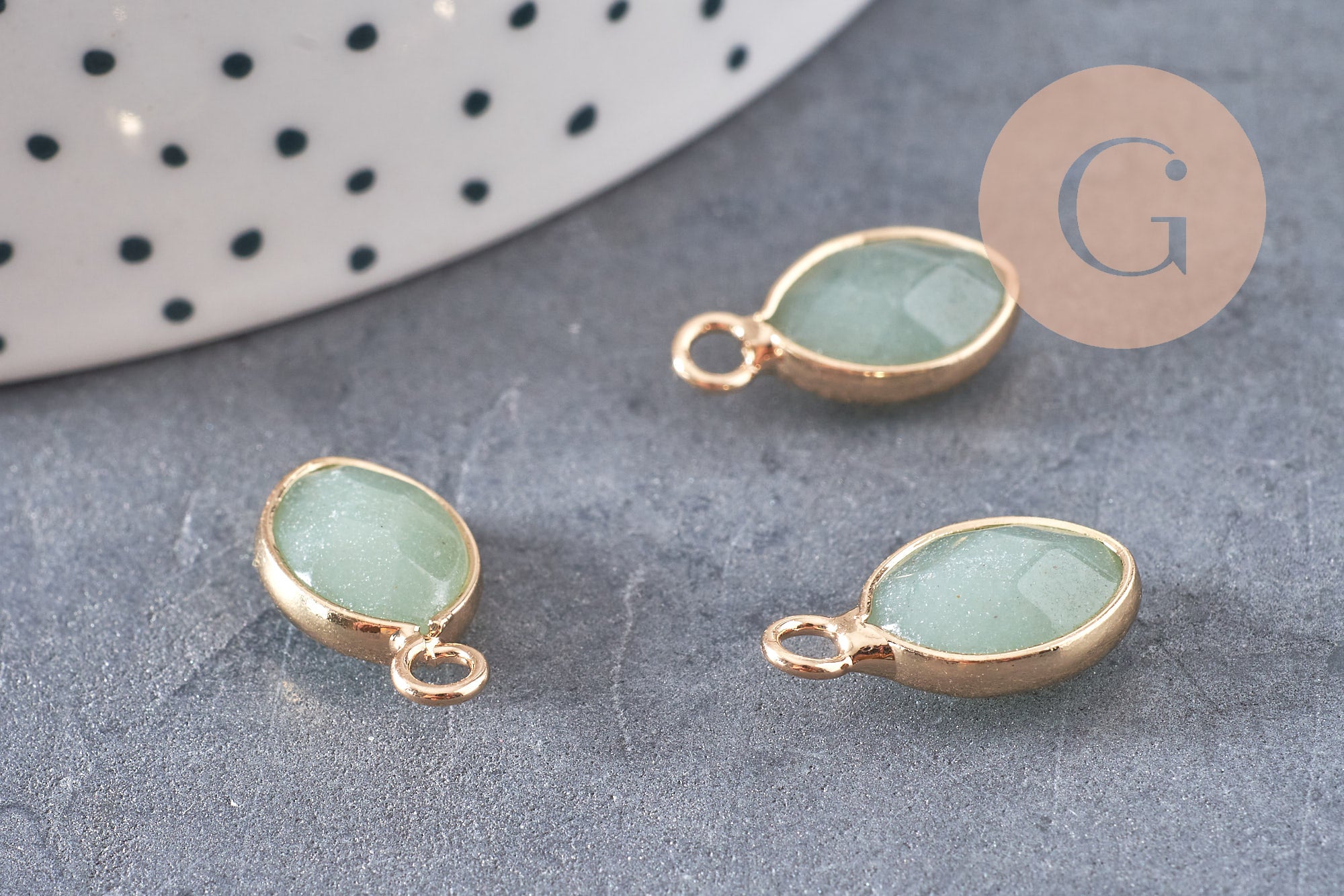 Pendentif goutte aventurine verte naturelle 17mm, x1 (G3056)