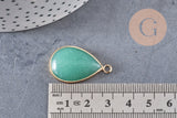 Pendentif goutte aventurine verte naturelle fer doré 31mm, x1 (G2333)