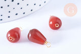 Pendentif goutte cornaline zamac doré 20mm,pendentif en pierre naturelle, x1 (G6639)