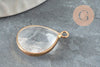 Pendentif goutte cristal doré,pendentif cristal transparent, pendentif pierre,cristal naturel, pendentif collier,23mm, x1 G1175