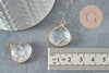 Pendentif goutte cristal doré,pendentif cristal transparent, pendentif pierre,cristal naturel, pendentif collier,23mm, x1 G1175