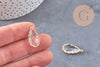 Pendentif goutte cristal transparent facetté laiton doré 25.5mm, x1 (G3105)