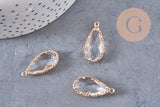 Pendentif goutte cristal transparent facetté laiton doré 25.5mm, x1 (G3105)