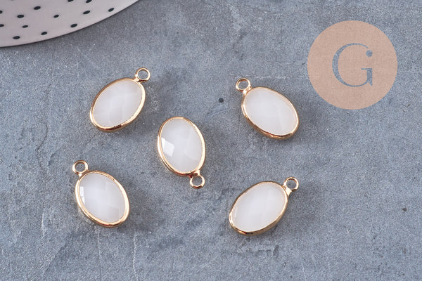 Pendentif goutte cristal verre laiton doré facetté 15.5mm, x1 (G10929)